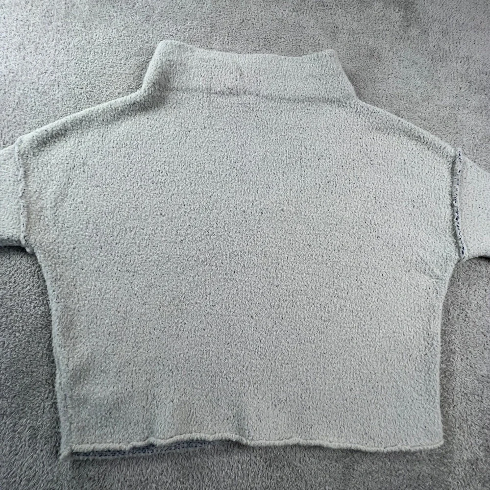 Free People Sweater Womens Small San Vicente Mock Neck Fuzzy Knit Grey Oversized - Picture 10 of 14